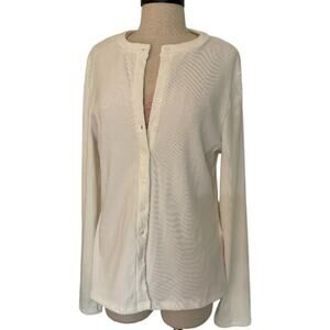 Soft Ivory ribbed womens cardigan New lightweight round neck long sleeve sweater